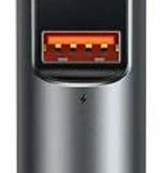 Baseus Energy Column Pro Auto Draadloze MP3-oplader, Bluetooth 5.0, 2xUSB, 30W (grijs) CDNL000014