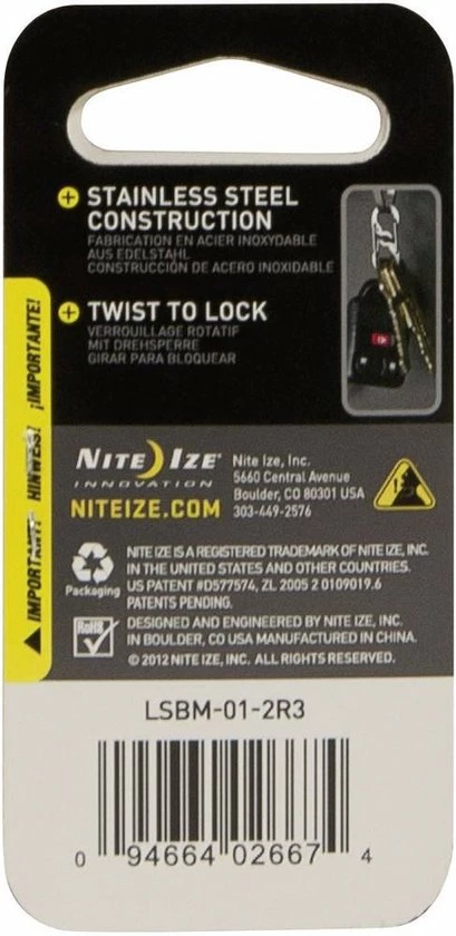 Nite Ize - SBiner - Microlock - Stainless Carabiner 5 Nite Ize - SBiner - Microlock - Stainless Carabiner - Afbeelding 3