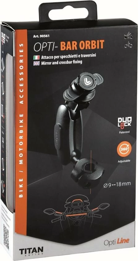 Lampa Titan Opti Bar Orbit, spiegel en crossbarbevestiging 9-18 mm diameter. Lampa Titan Opti Bar Orbit, Spiegel En Crossbarbevestiging 9-18 Mm Diameter. -AZDome store