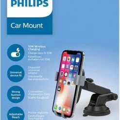 Philips Telefoonhouder Auto En Draadloze Oplader - DLK3532Q/00 - Universeel - Qi Technologie - Zuignap Montage Aan Dashboard -AZDome store 448x840