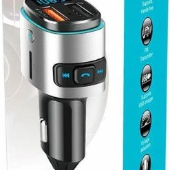 HMerch™ Multicolor Light FM Transmitter Bluetooth Draadloze Carkit Met 2 Snellader USB Poorten - Voor Muziek Afspelen In Auto – Handsfree Bellen – Met Stembediening – Auto Oplader – Voor Samsung / IPhone / Sony / Huawei – Grijs -AZDome store 469x840