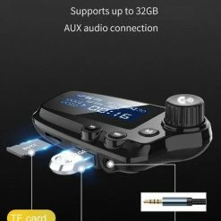 DrPhone BC19 – FM Transmitter - LCD Scherm - Handsfree - 12/24V – Bluetooth 5.0 - Carkit – USB + Micro SD & Aux – Qualcomm 3.0/ 2,4 A Lader - Zwart -AZDome store 500x840