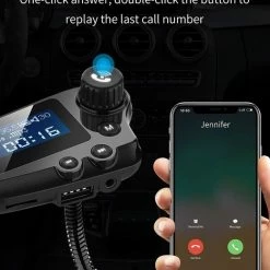 DrPhone BC19 – FM Transmitter - LCD Scherm - Handsfree - 12/24V – Bluetooth 5.0 - Carkit – USB + Micro SD & Aux – Qualcomm 3.0/ 2,4 A Lader - Zwart -AZDome store 520x840 1