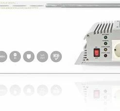 Nedis Inverter Gemodificeerde Sinusgolf | Ingangsvoltage: 12 VDC | Apparaat Stroomoutput: 2 | 230 V ~ 50 Hz | 1000 W | Piekvermogen: 2400 W | Type Stopcontact: F (CEE 7/3) | Accuklemmen -AZDome store 550x229 4