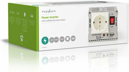 Nedis Inverter Gemodificeerde Sinusgolf | Ingangsvoltage: 24 VDC | Apparaat Stroomoutput: 1 | 230 V ~ 50 Hz | 300 W | Piekvermogen: 600 W | Type Stopcontact: F (CEE 7/3) / USB | Accuklemmen + Aansteker 12 Nedis Inverter Gemodificeerde Sinusgolf | Ingangsvoltage: 24 VDC | Apparaat Stroomoutput: 1 | 230 V ~ 50 Hz | 300 W | Piekvermogen: 600 W | Type Stopcontact: F (CEE 7/3) / USB | Accuklemmen + Aansteker - Afbeelding 10