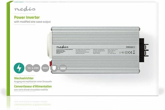 Nedis Inverter Gemodificeerde Sinusgolf | Ingangsvoltage: 12 VDC | Apparaat stroomoutput: 1 | 230 V ~ 50 Hz | 300 W | Piekvermogen: 600 W | Type stopcontact: F (CEE 7/3) / USB | Accuklemmen + Aansteker Nedis Inverter Gemodificeerde Sinusgolf | Ingangsvoltage: 12 VDC | Apparaat Stroomoutput: 1 | 230 V ~ 50 Hz | 300 W | Piekvermogen: 600 W | Type Stopcontact: F (CEE 7/3) / USB | Accuklemmen + Aansteker -AZDome store 550x366 109