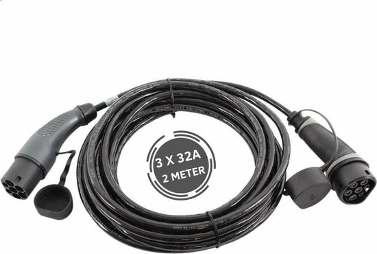 Ratio Electric Ratio Basic Line Laadkabel Auto | Type 2 Naar Type 2 | 22 KW | Fase 3 - 32A | 2 Meter 3 Ratio Electric Ratio Basic Line Laadkabel Auto | Type 2 Naar Type 2 | 22 KW | Fase 3 - 32A | 2 Meter