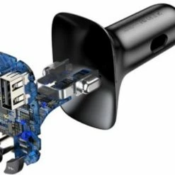 Baseus Voor Auto Bluetooth 5.0 FM Transmitter - Micro SD - Carkit Auto + Oplader (USB-C & Quick Charge 3.0) - Handsfree Bellen & Audio Afspelen - Aux - LED Licht CCTM-B01 -AZDome store 550x389 2