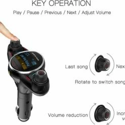 Ntech Smart Car Kit Bluetooth 5.0+EDR FM Transmitter 3.1A Charger-1,3 LED Scherm TF Kaart AUX Poort - Handsfree Call Functie - BT08 -AZDome store 550x437 2