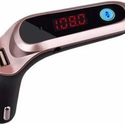 DrPhone FM7 - Bluetooth FM Transmitter ? USB Poort - Carkit Autolader ? Microfoon ? Handsfree Bellen ? Sigarettenplug - Rose Goud