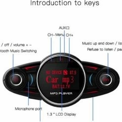 Ntech Smart Car Kit Bluetooth 5.0+EDR FM Transmitter 3.1A Charger-1,3 LED Scherm TF Kaart AUX Poort - Handsfree Call Functie - BT08 -AZDome store 550x474 1