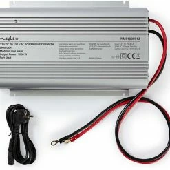 Nedis Inverter Gemodificeerde Sinusgolf | Ingangsvoltage: 12 VDC | Apparaat Stroomoutput: 2 | 230 V ~ 50 Hz | 1000 W | Piekvermogen: 2400 W | Type Stopcontact: F (CEE 7/3) | Accuklemmen -AZDome store 550x483