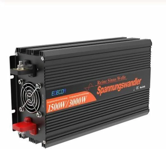 Edecoa 12V-230V Zuivere Sinus Omvormer - 1500W/3000W + Controller | 2x USB Poorten 12 Edecoa 12V-230V Zuivere Sinus Omvormer - 1500W/3000W + Controller | 2x USB Poorten - Afbeelding 10