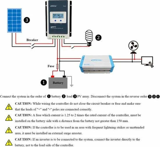 Laadregelaar EPEVER MPPT Solar Charger Tracer 2210AN Serie 20A Met 12V / 24V DC Automatisch Identificatiesysteem Voltage (20A) 6 Laadregelaar EPEVER MPPT Solar Charger Tracer 2210AN Serie 20A Met 12V / 24V DC Automatisch Identificatiesysteem Voltage (20A) - Afbeelding 4