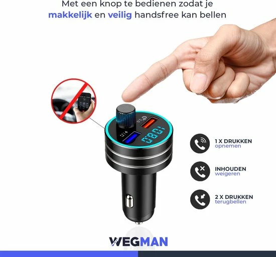 Wegman Bluetooth FM Transmitter - Autolader - Carkit - Autoradio - Bluetooth Transmitter 10 Wegman Bluetooth FM Transmitter - Autolader - Carkit - Autoradio - Bluetooth Transmitter - Afbeelding 9