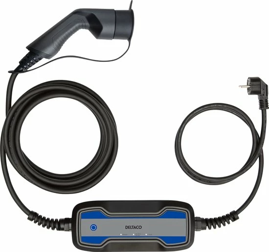 DELTACO EV-1227 E-Charge Kabel - Type 2 Naar Schuko - 1-fase - 1.8KW - 5.5m - Zwart 3 DELTACO EV-1227 E-Charge Kabel - Type 2 Naar Schuko - 1-fase - 1.8KW - 5.5m - Zwart