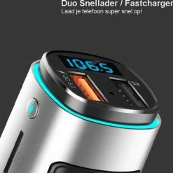 HMerch™ Multicolor Light FM Transmitter Bluetooth Draadloze Carkit Met 2 Snellader USB Poorten - Voor Muziek Afspelen In Auto – Handsfree Bellen – Met Stembediening – Auto Oplader – Voor Samsung / IPhone / Sony / Huawei – Grijs -AZDome store 550x522 4