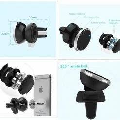 Merkloos Magnetische Telefoonhouder Voor In De Auto - Magneet - Ventilatierooster - Ventilator- Auto Ventilatie Houder - Smartphone - Mobielhouder - Autohouder - Auto Telefoonhouder - Samsung - IPhone - Nokia - Huawei - Sony - Universeel - Goud -AZDome store 550x522 6