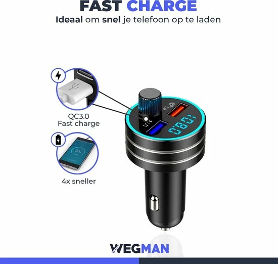 Wegman Bluetooth FM Transmitter - Autolader - Carkit - Autoradio - Bluetooth Transmitter 4 Wegman Bluetooth FM Transmitter - Autolader - Carkit - Autoradio - Bluetooth Transmitter - Afbeelding 3