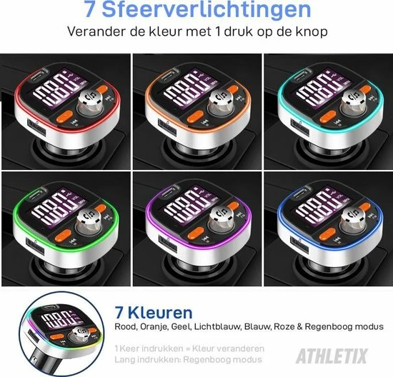 Athletix® Bluetooth FM Transmitter - Carkit - Auto Lader- Handsfree Bellen - MP3 - USB / SD Kaart - Snel Lader - 3 USB Poorten - Spotify / YouTube 13 Athletix® Bluetooth FM Transmitter - Carkit - Auto Lader- Handsfree Bellen - MP3 - USB / SD Kaart - Snel Lader - 3 USB Poorten - Spotify / YouTube - Afbeelding 11