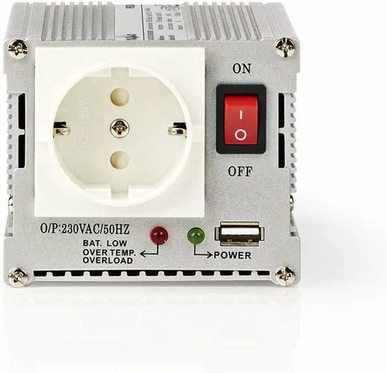 Nedis Inverter Gemodificeerde Sinusgolf | Ingangsvoltage: 24 VDC | Apparaat Stroomoutput: 1 | 230 V ~ 50 Hz | 300 W | Piekvermogen: 600 W | Type Stopcontact: F (CEE 7/3) / USB | Accuklemmen + Aansteker 3 Nedis Inverter Gemodificeerde Sinusgolf | Ingangsvoltage: 24 VDC | Apparaat Stroomoutput: 1 | 230 V ~ 50 Hz | 300 W | Piekvermogen: 600 W | Type Stopcontact: F (CEE 7/3) / USB | Accuklemmen + Aansteker
