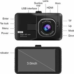 DrPhone DC11 Auto Dashcam Voor En Achter ? Full HD 1080P - Nachtzicht ? Bewegingsdetectie - 170 ? GROOTHOEK LENS - Zwart -AZDome store 550x538