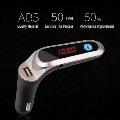 Opline Bluetooth Carkit MP3-speler FM Transmitter Zender Draadloze Radio - Adapter USB-oplader Voor Smartphone / IPhone / IPod / Samsung - Goud -AZDome store 550x542 12