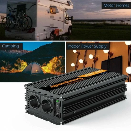 Edecoa 12V-230V Zuivere Sinus Omvormer - 1500W/3000W + Controller | 2x USB Poorten 8 Edecoa 12V-230V Zuivere Sinus Omvormer - 1500W/3000W + Controller | 2x USB Poorten - Afbeelding 6