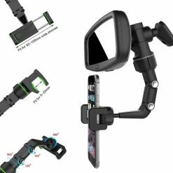Merkloos Kacsoo Autodashboard Telefoonhouder, Auto Achteruitkijkspiegelbevestiging Met 360 ? Roterende Veerclip Voor Smartphones Met Een Breedte Van 5-10 Cm - Grijs -AZDome store 550x550 327