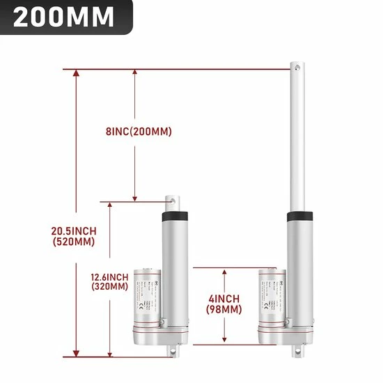 Alizendeh Lineaire Actuator 12V 1500N 200mm 6 Alizendeh Lineaire Actuator 12V 1500N 200mm - Afbeelding 4