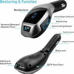 SKM Bluetooth FM Transmitter MP3 X5 Carkit Bluetooth Adapter / Draadloze Bluetooth Handsfree Transmitter Carkit / USB Autolader / Handsfree Carkits / Muziek / Audio / Radio / TF SD Kaart / USB Flash Drive / Draadloze Carkit -AZDome store 550x557 4