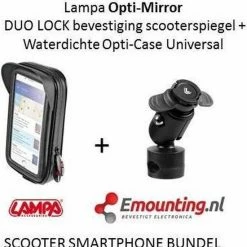 Lampa Opti-Mirror Scooterspiegel Mount Met Waterdichte Smartphone Case