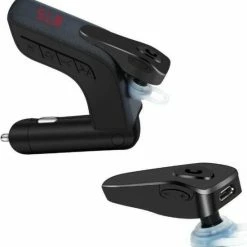 Merkloos LuxeBass Draadloze FM Transmitter Met Bluetooth Headset - Carkit Met USB Poort Oplader - Handsfree Bellen - Muziek Streamen - Voice Navigatie -AZDome store 550x573 2