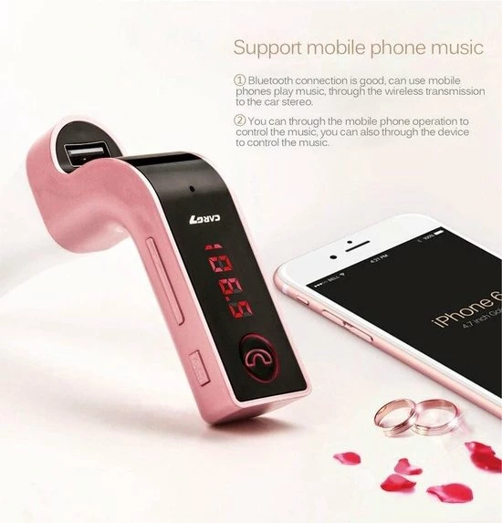 DrPhone FM9 - Bluetooth FM Transmitter - USB Poort ? Bluetooth Carkit ? Handsfree ? Roze 10 DrPhone FM9 - Bluetooth FM Transmitter - USB Poort ? Bluetooth Carkit ? Handsfree ? Roze - Afbeelding 8