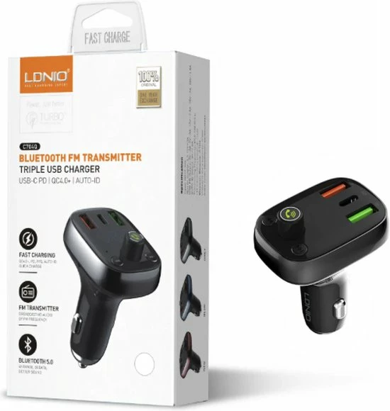 LDNIO C704Q Bluetooth 5,0 FM Transmitter USB-C 36W QC4.0 + PD3.0 Met Lightning Kabel En TF Card Slot 4 LDNIO C704Q Bluetooth 5,0 FM Transmitter USB-C 36W QC4.0 + PD3.0 Met Lightning Kabel En TF Card Slot - Afbeelding 2