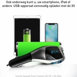 SKM Bluetooth FM Transmitter MP3 X5 Carkit Bluetooth Adapter / Draadloze Bluetooth Handsfree Transmitter Carkit / USB Autolader / Handsfree Carkits / Muziek / Audio / Radio / TF SD Kaart / USB Flash Drive / Draadloze Carkit -AZDome store 550x634