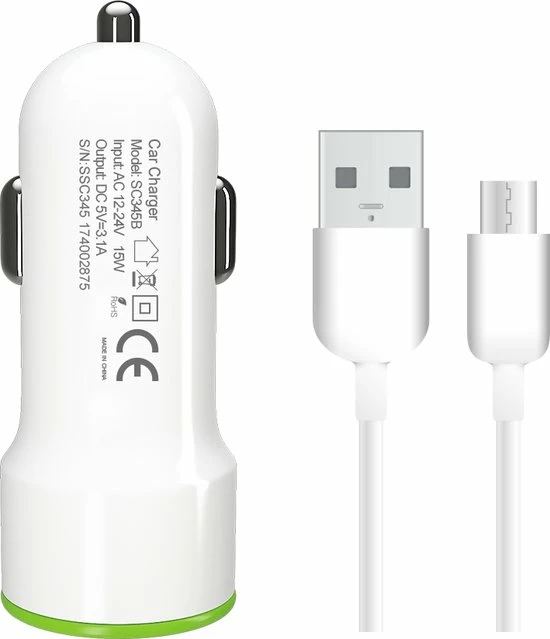 Soultech Dual USB Car Charger & Cable Type-C White 3 Soultech Dual USB Car Charger & Cable Type-C White