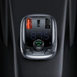 Baseus Voor Auto Bluetooth 5.0 FM Transmitter - Micro SD - Carkit Auto + Oplader (USB-C & Quick Charge 3.0) - Handsfree Bellen & Audio Afspelen - Aux - LED Licht CCTM-B01 -AZDome store 550x647 1