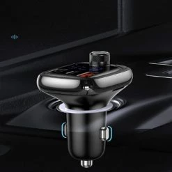 Baseus Voor Auto Bluetooth 5.0 FM Transmitter - Micro SD - Carkit Auto + Oplader (USB-C & Quick Charge 3.0) - Handsfree Bellen & Audio Afspelen - Aux - LED Licht CCTM-B01 -AZDome store 550x647 2