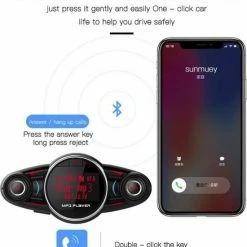 Ntech Smart Car Kit Bluetooth 5.0+EDR FM Transmitter 3.1A Charger-1,3 LED Scherm TF Kaart AUX Poort - Handsfree Call Functie - BT08 -AZDome store 550x662 1