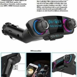 Lakro Multifunctionele Autolader Kit - FM-transmitter & Aux ? Dual USB Oplader 2.1A - Micro SD Kaart - Bluetooth Fm Transmitter - Handsfree - Audio-mp3-speler Met Matrix LED-scherm ? Bluetooth 4.0 + EDR & A2DP ? Zwart -AZDome store 550x688 1