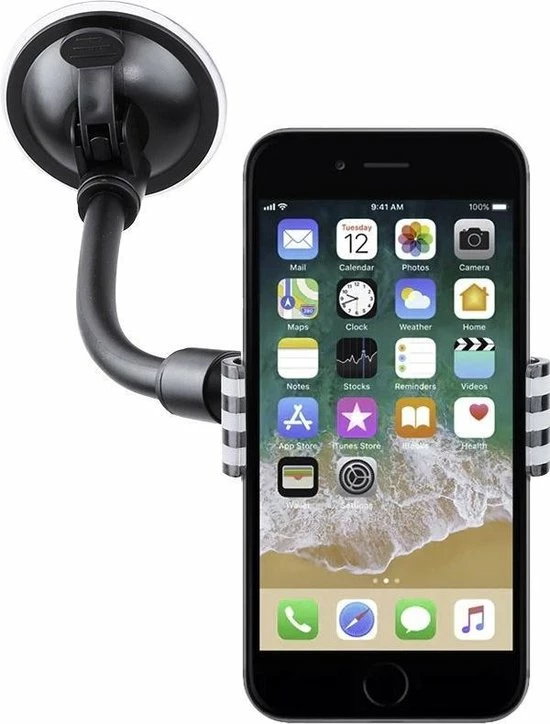Shop4 - IPhone 6s Autohouder Raamhouder Knijpklem Zwart 3 Shop4 - IPhone 6s Autohouder Raamhouder Knijpklem Zwart