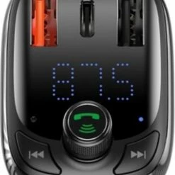 Baseus Voor Auto Bluetooth 5.0 FM Transmitter - Micro SD - Carkit Auto + Oplader (USB-C & Quick Charge 3.0) - Handsfree Bellen & Audio Afspelen - Aux - LED Licht CCTM-B01 -AZDome store 550x733 2