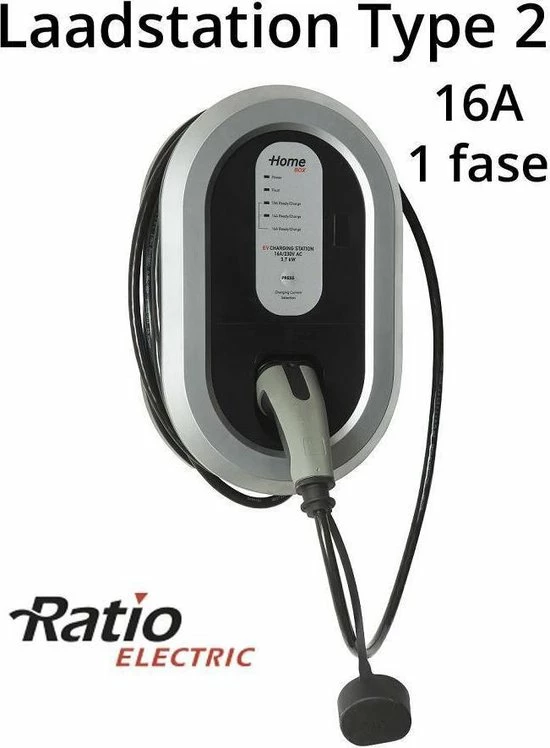 Ratio EV Laadstation type 2, 16A met vaste rechte laadkabel Ratio EV Laadstation Type 2, 16A Met Vaste Rechte Laadkabel -AZDome store